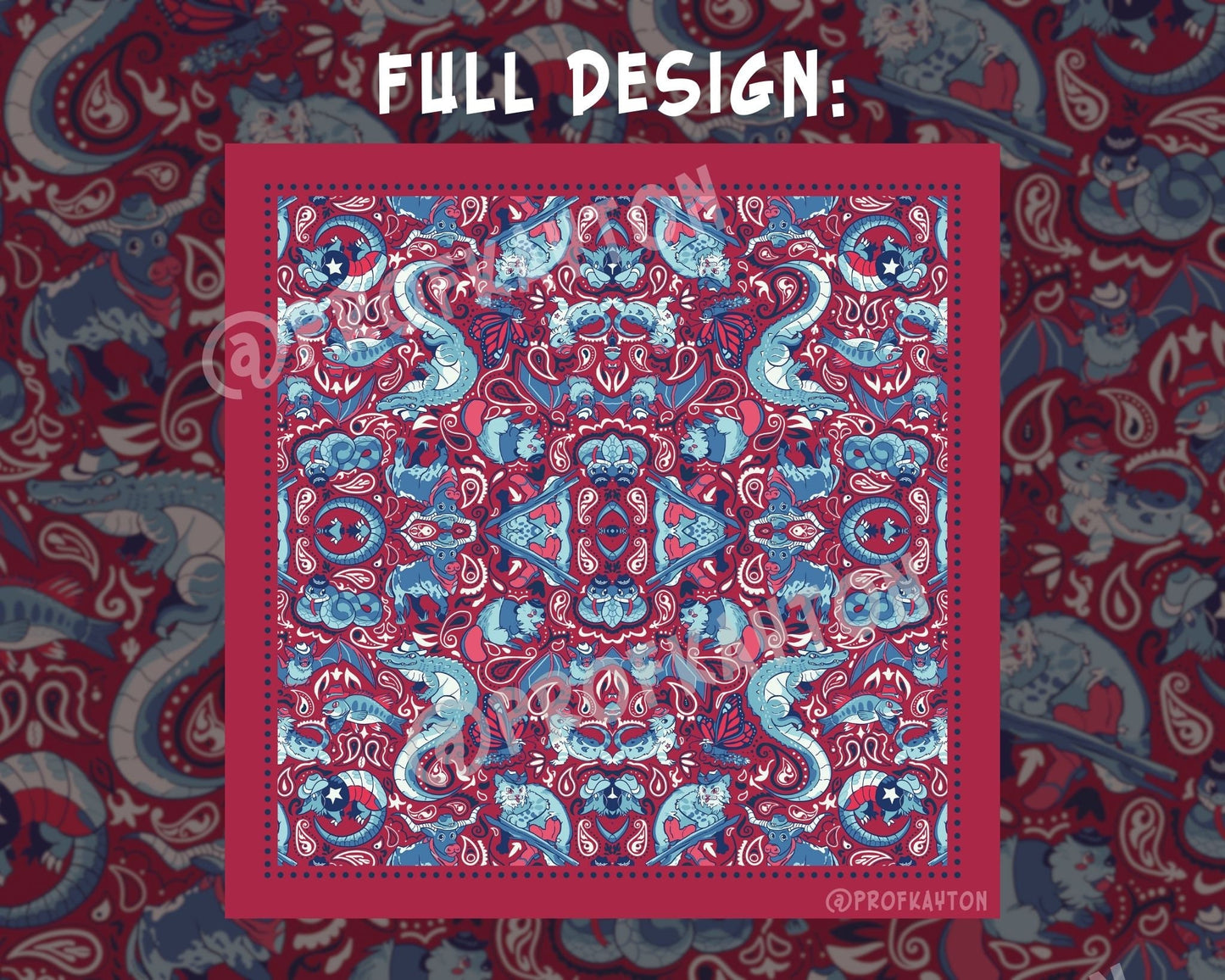 Texas Animal Bandana | Cowboy | Handkerchief/Mask - Cute Paisley Cotton
