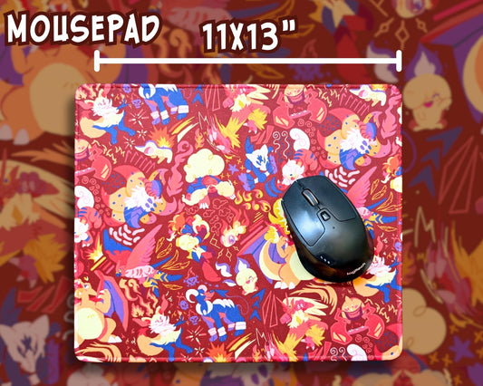 Fire Type Pokemon Mousepad / Playmat