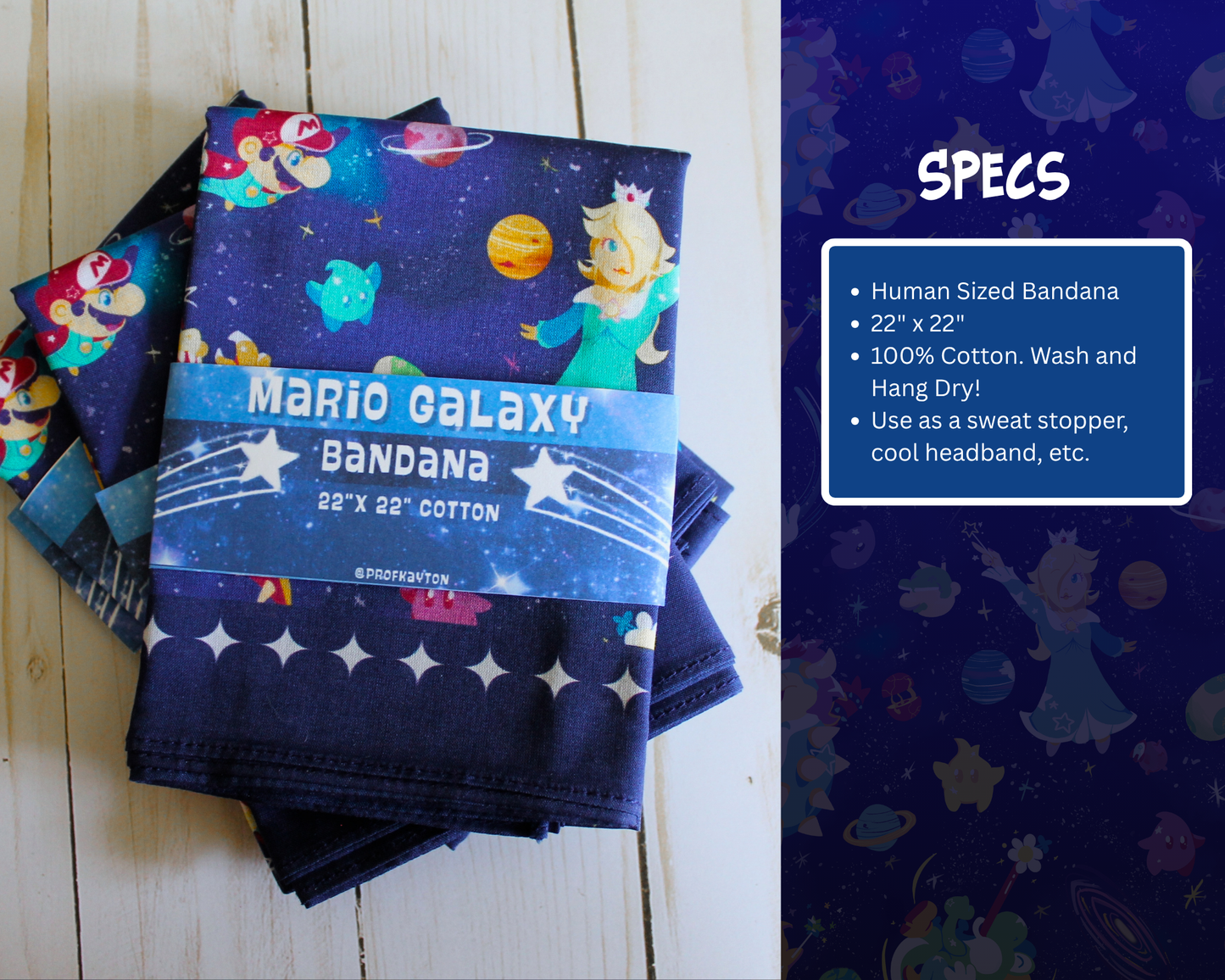 Mario Galaxy Bandana | Cowboy | Handkerchief/Mask - Cute Space Design Cotton