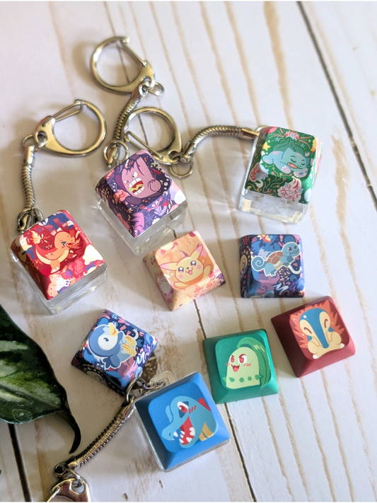 Pokemon Starters & Friends Keycaps  | Nintendo Kanto Johto | Keyboard | Office Decor