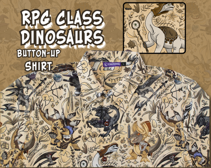 Dinosaur RPG Classes Button-Up Shirt
