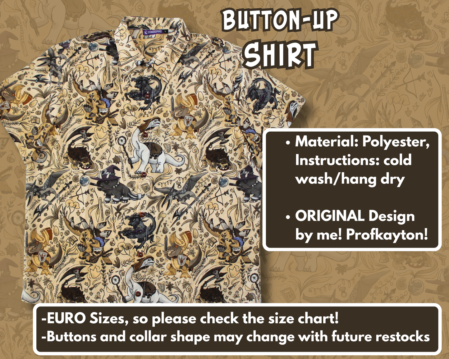 Dinosaur RPG Classes Button-Up Shirt