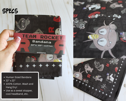 Team Rocket Bandana | Cowboy | Handkerchief/Mask - Cute Paisley Cotton