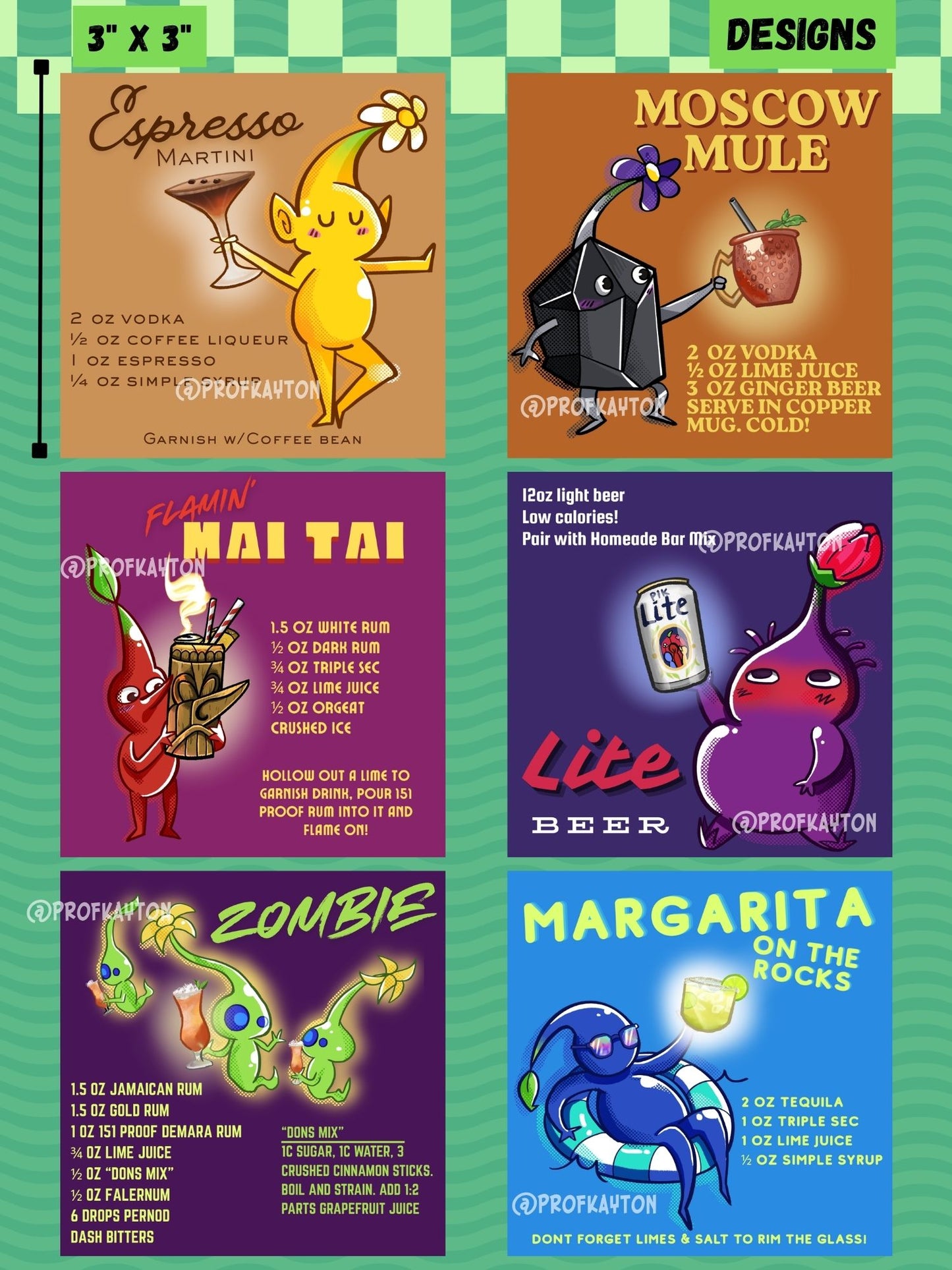 Pikmin Recipe Fridge Magnets
