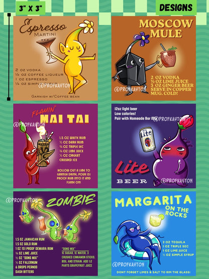 Pikmin Recipe Fridge Magnets