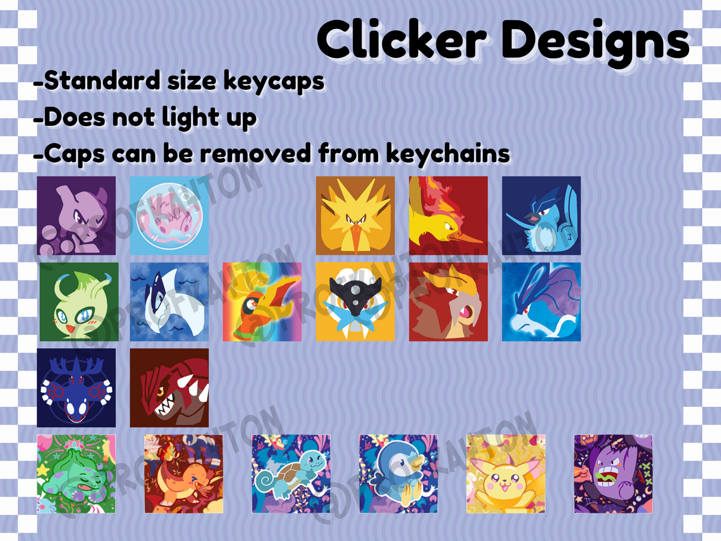 Pokemon Starters & Legends Keycap Clickers