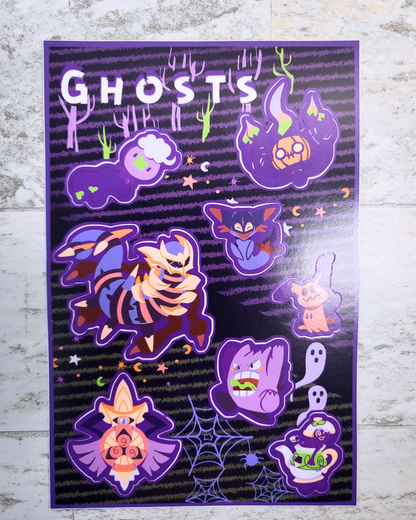 Ghost Pokemon Sticker Sheet