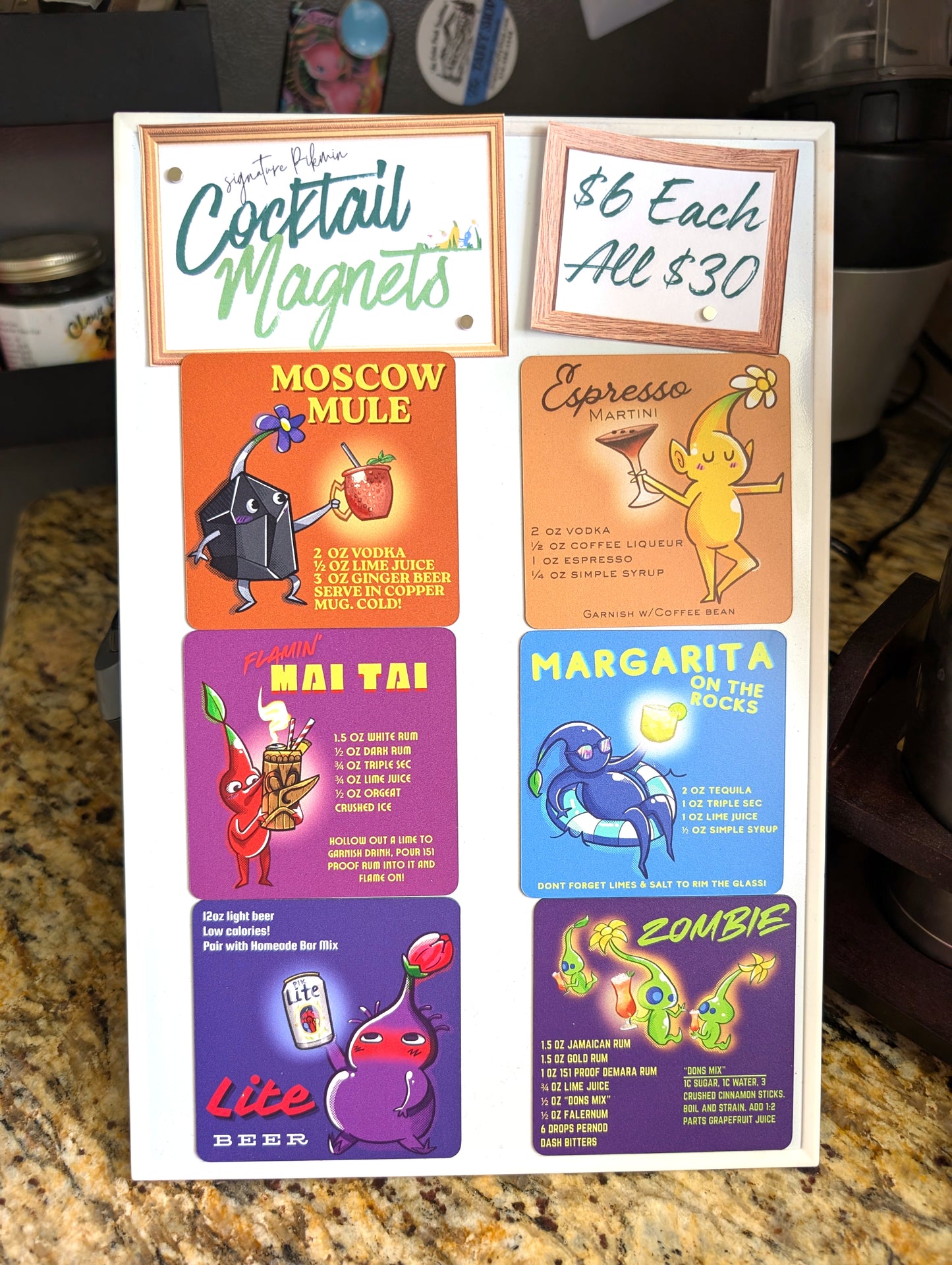 Pikmin Recipe Fridge Magnets
