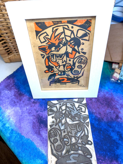 Spyro & Crash Linocut Block Prints