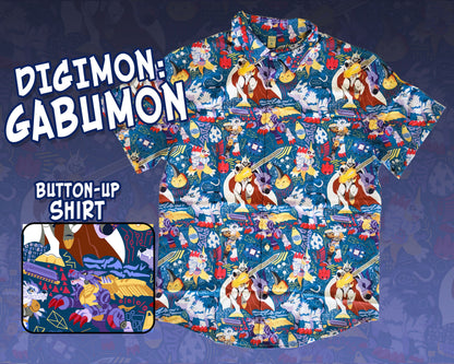 Digimon Gabumon Button-Up Shirt