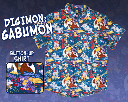 Digimon Gabumon Button-Up Shirt