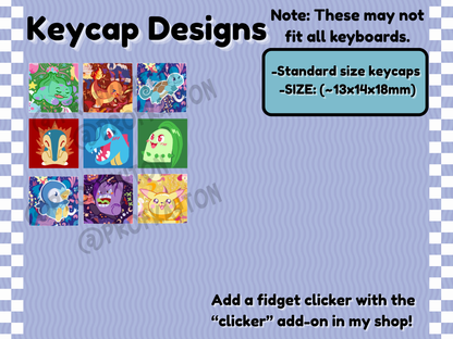 Pokemon Starters & Friends Keycaps  | Nintendo Kanto Johto | Keyboard | Office Decor