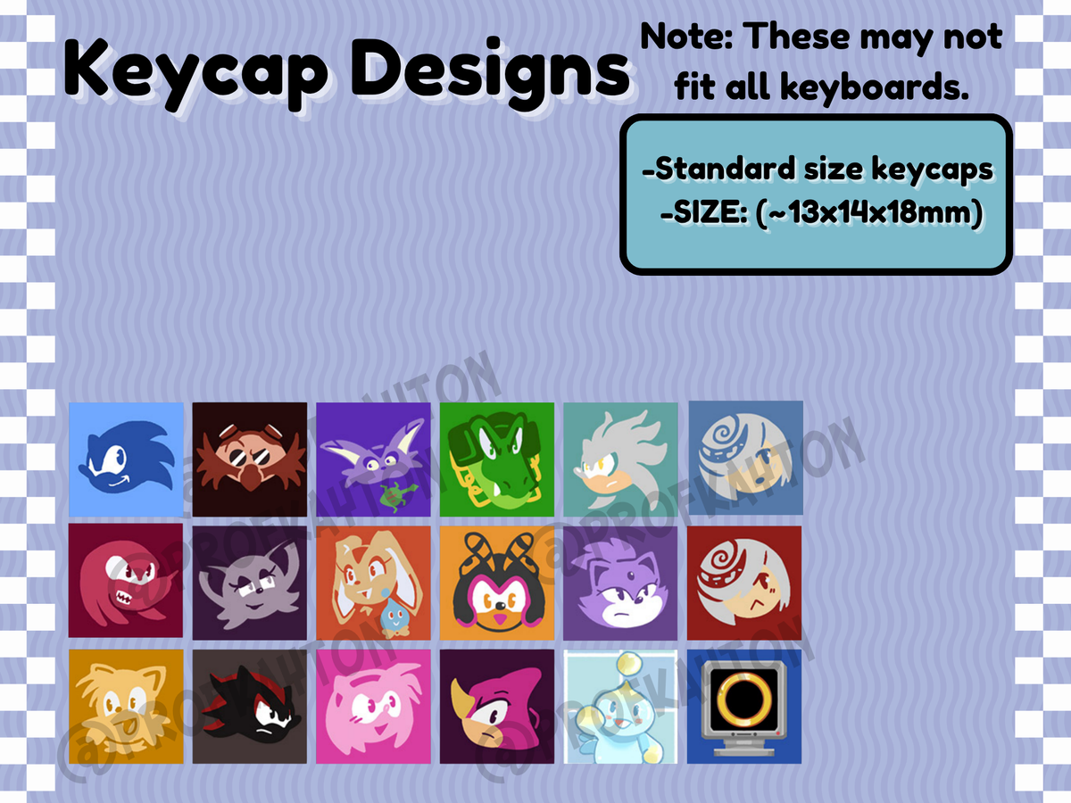 Sonic & Friends Keycaps  | Sonic Sega Hedgehog | Keyboard | Office Decor
