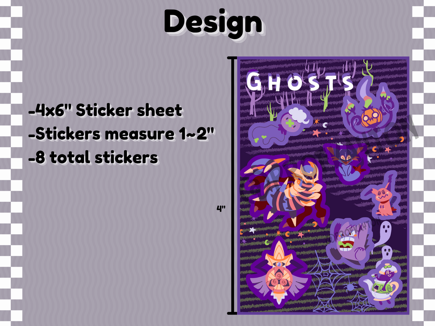 Ghost Pokemon Sticker Sheet