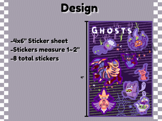 Ghost Pokemon Sticker Sheet