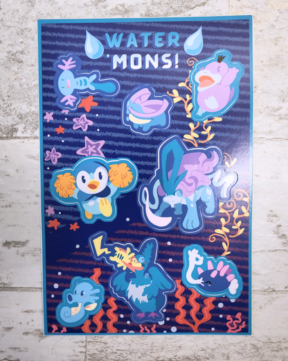 Water Pokemon Sticker Sheet