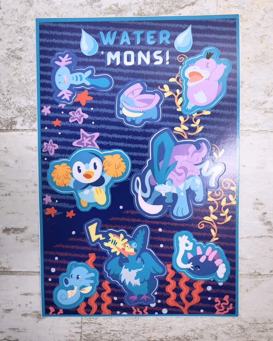 Water Pokemon Sticker Sheet