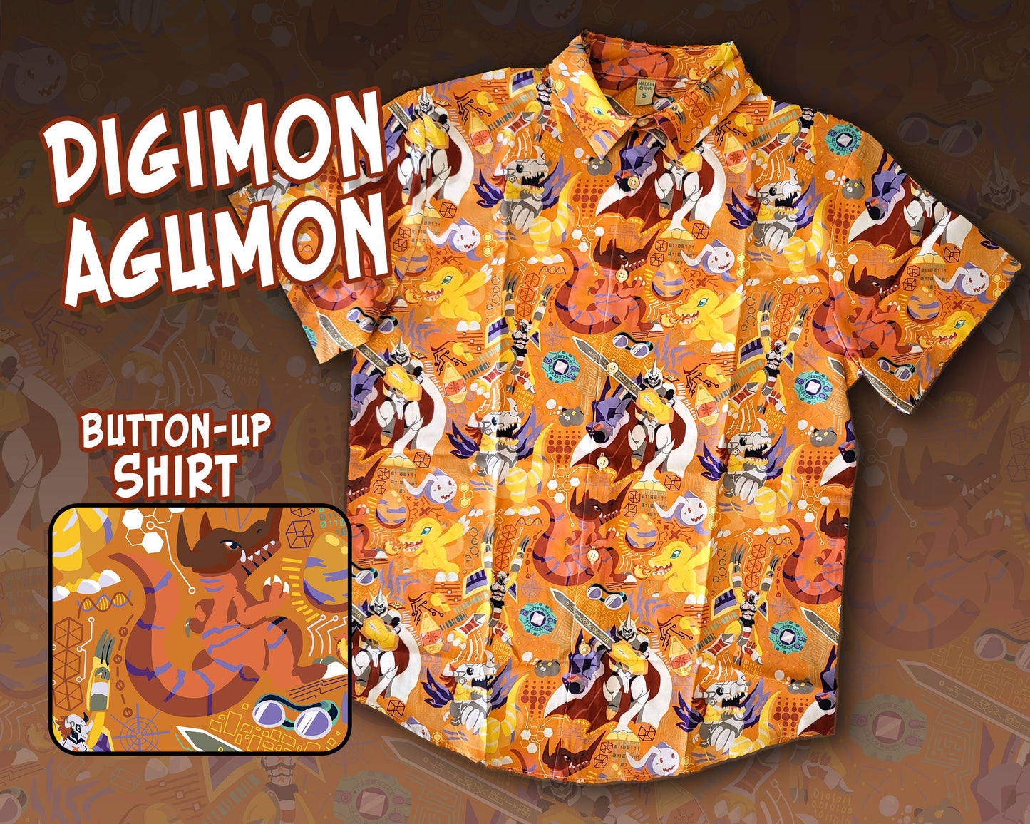 Digimon Agumon Button-Up Shirt