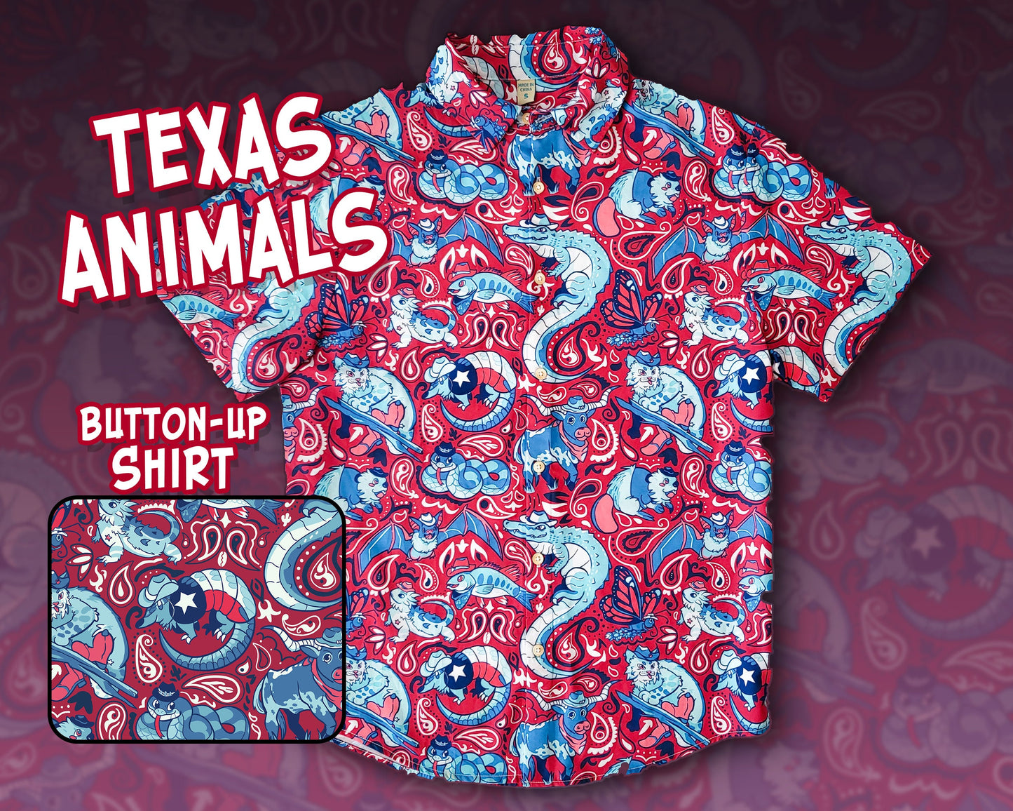 Texas Animals Button-Up Shirt