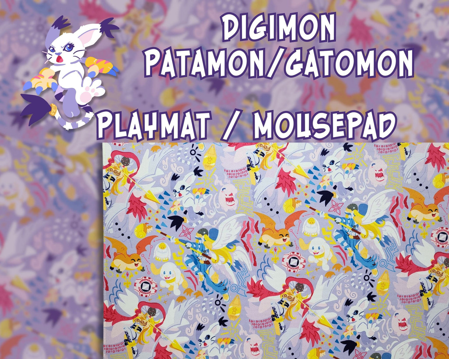 Digimon Gatomon Patamon Mousepad and Playmat