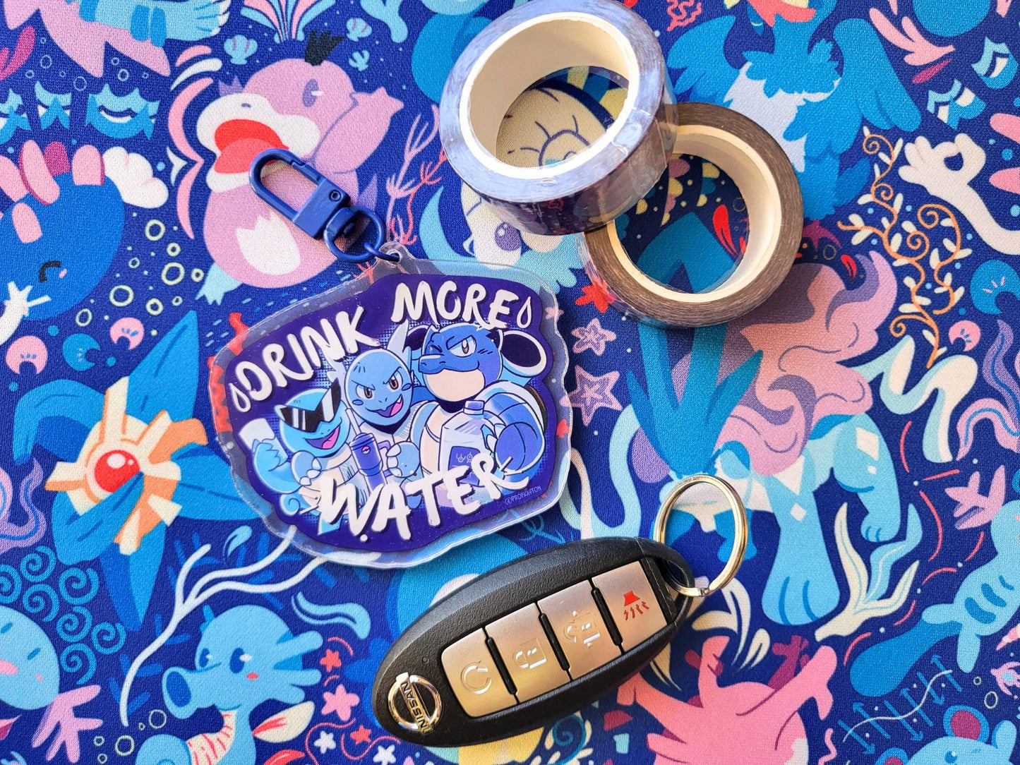 Squirtle Squad Drink Water Keychain