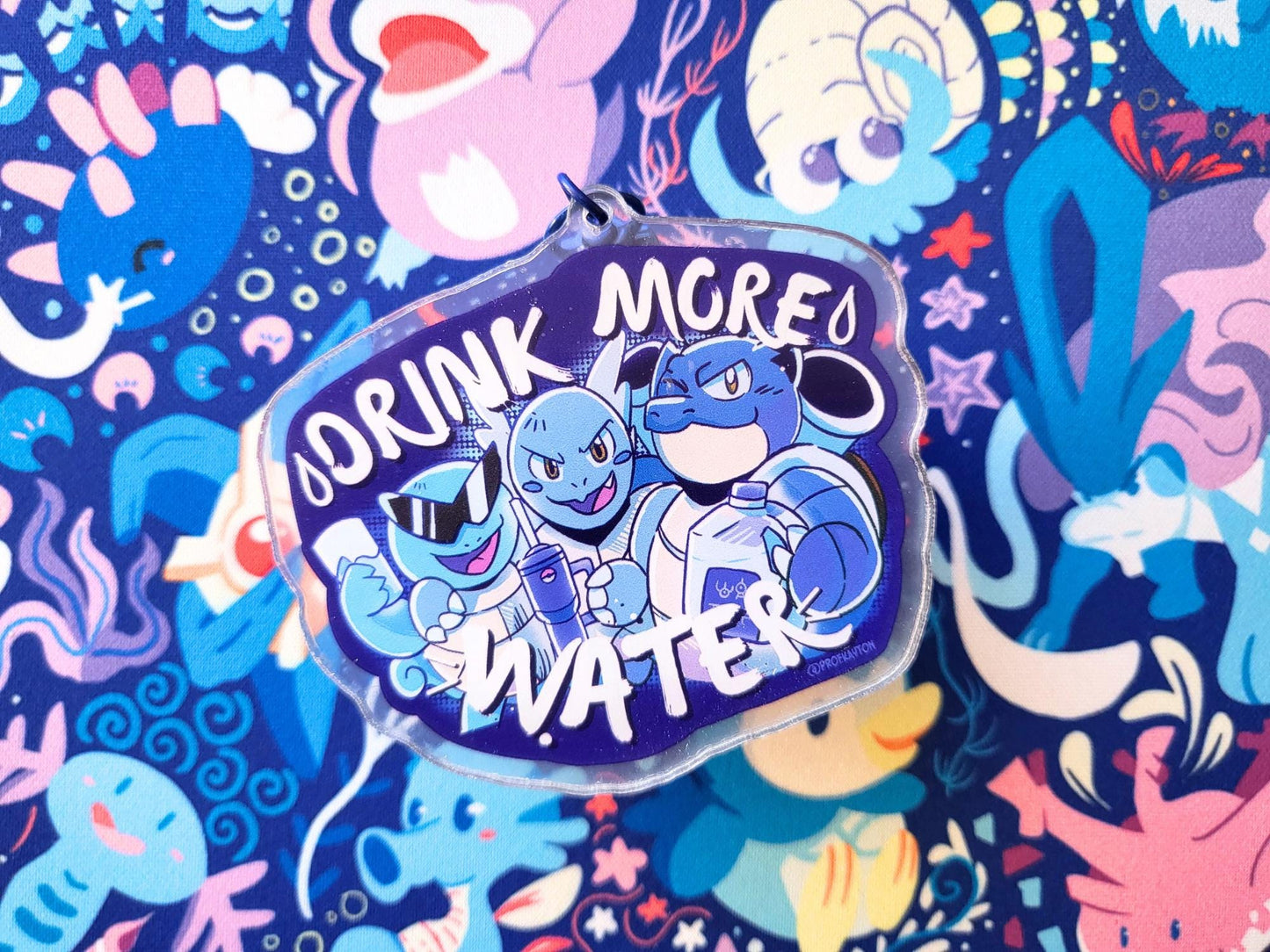 Squirtle Squad Drink Water Keychain