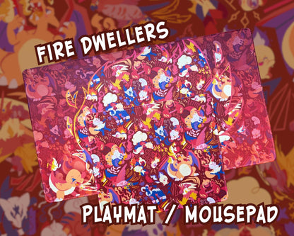 Fire Type Pokemon Mousepad / Playmat