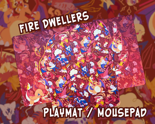 Fire Type Pokemon Mousepad / Playmat