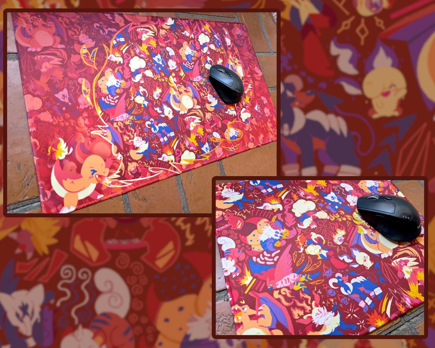 Fire Type Pokemon Mousepad / Playmat