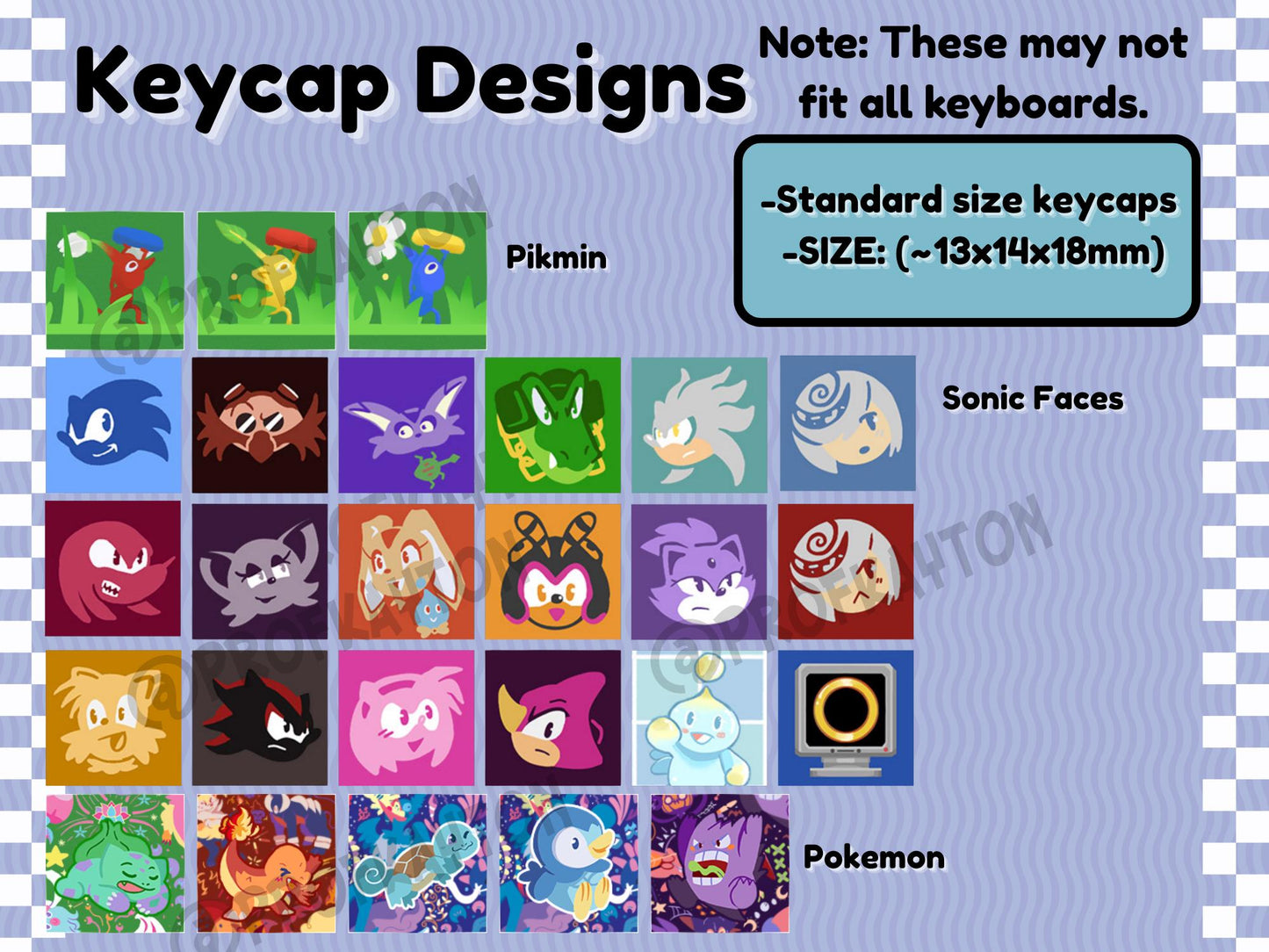 Gaming Keyboard Keycaps  | Sonic Pokemon Pikmin  | Keyboard | Office Decor